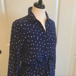Navy Blue 8 SILK Dress Shirt-dress